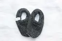 Fleece slipper with soft leather sole - Dark Grey