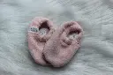 Fleece slipper with soft leather sole - Pink