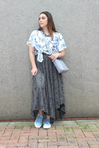 Distressed Wool Skirt